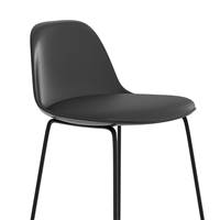 Yce chaise table haute noire en PU et pieds traîneaux en métal noir H75