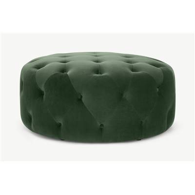 Hampton grand pouf rond en velours vert