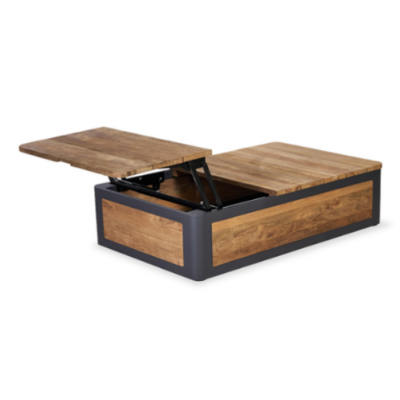 Roma table basse relevable en bois de teck recyclé et aluminium