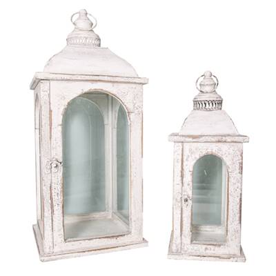 Set 2 lanternes blanc antique