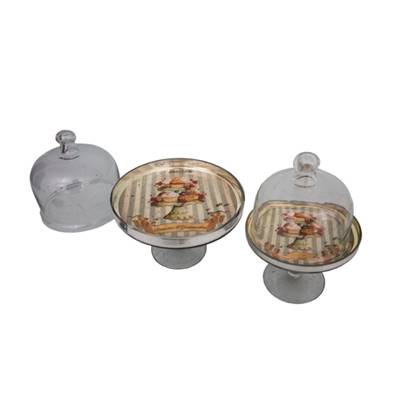 Set 2 Cloches sur pied ""Pâtisserie et gourmandise"
