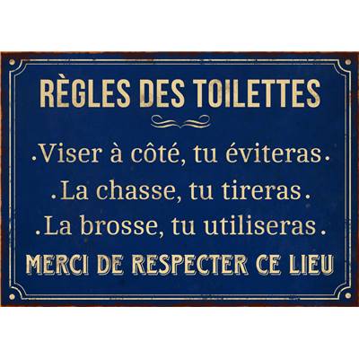 Plaque "Règles des toilettes" 21 x 15 cm
