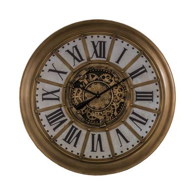 Pendule indus cartouches crème avec rouages