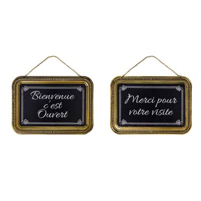 Panneau "Ouvert , fermé " encadrement laiton