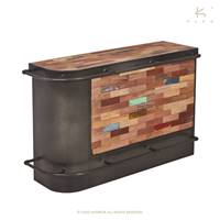 Nautical bar central angle gauche bois de bateau recyclé L164cm