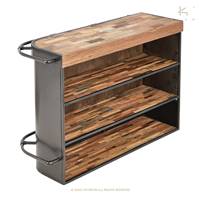 Nautical bar central angle droit bois de bateau recyclé L164cm