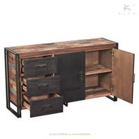 Nautical buffet bois de bateau recyclé 3 tiroirs 2 portes