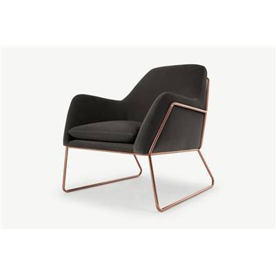 Frame fauteuil velours gris beton et cadre rose doré