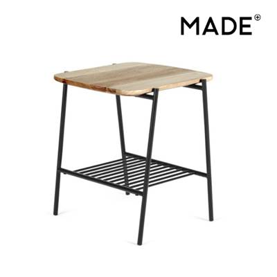 Bortolin table d'appoint bois de manguier et noir