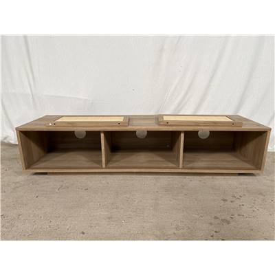 Pavia meuble TV rotin naturel effet chêne