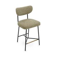 Lama tabouret de bar tweed taupe et métal noir