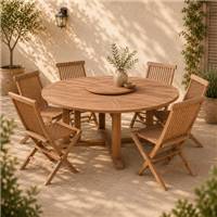 Lombok table à manger ronde en bois de teck Ø180cm