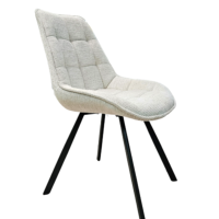 Telma chaise en tissu chenille écru piètement noir