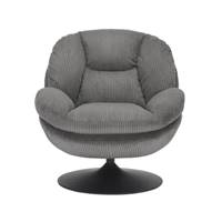 Topi fauteuil pivotant velours côtelé gris