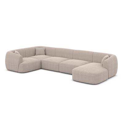 Gankeri canapé panoramique droit en tissu texturé beige