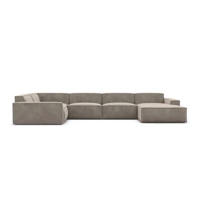 Stacele canapé panoramique angle droit en velours beige foncé