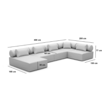 Anicipri canapé panoramique angle gauche en tissu texturé blanc