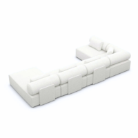 Anicipri canapé panoramique angle droit en tissu bouclé blanc