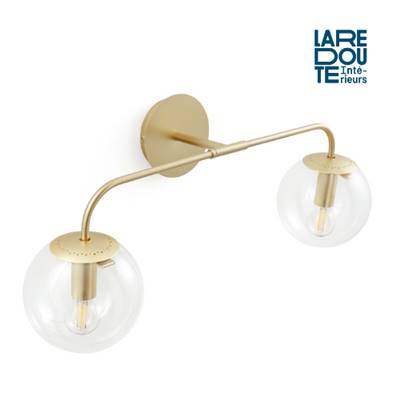 Manisa applique double laiton et verre transparent