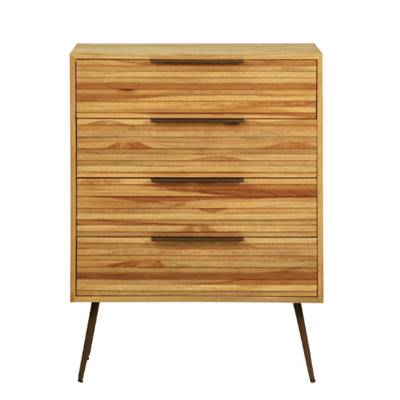 Woody commode en teck recyclé 4 tiroirs pieds métal