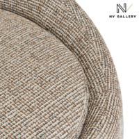 Lorette canapé 2 places arrondi en tissu tweed marron mocha L200cm