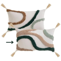 Ashkana coussin en polycoton motifs vagues 50x30cm vert
