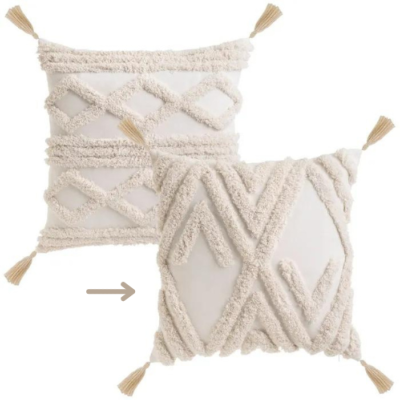 Bali coussin en polycoton géométrique écru 45x45cm