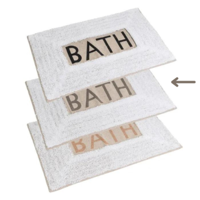 Ashkana Tapis de bain imprimé "BATH" blanc et gris 60x40cm