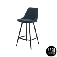 Bari chaise de bar en velours côtelé bleu H67