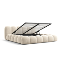 Cotton lit 160x200 avec rangement en velours crème