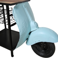 Brooklyn comptoir de bar porte-bouteille scooter bleu métal et bois