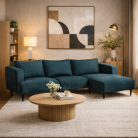 Darlene canapé d'angle droit en velours bleu pétrol