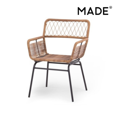 Lyra chaise résine tressée fini naturel et gris anthracite
