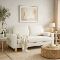 Felicie canapé 2 places blanc et métal doré