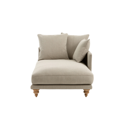 Lamo méridienne droite en tissu tweedé naturel gris clair