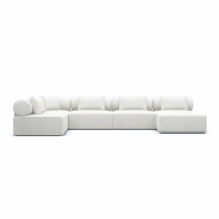 Anicipri canap panoramique angle droit en tissu boucl blanc